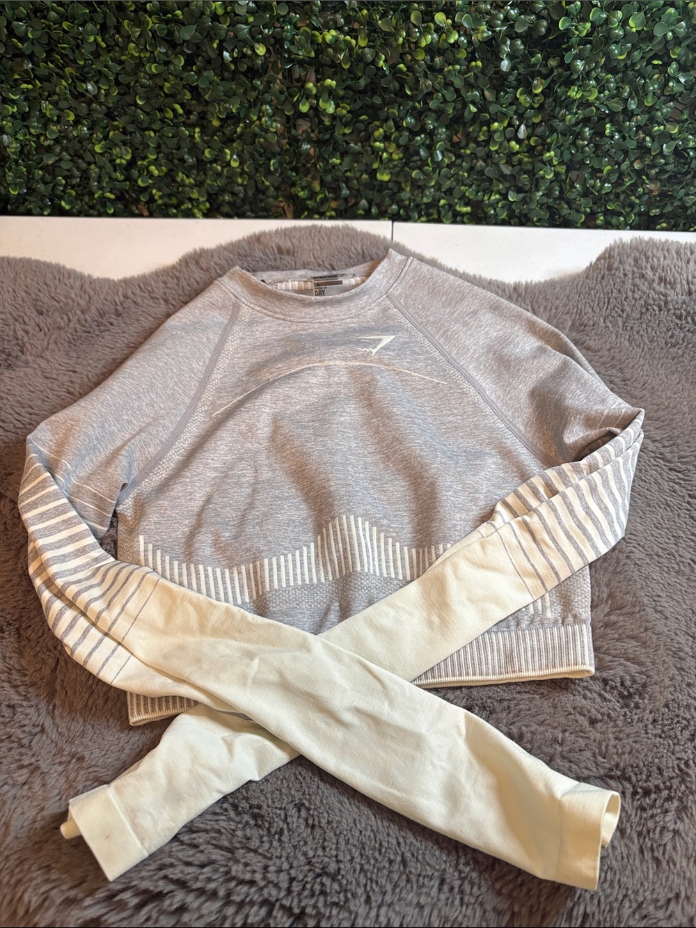Gymshark Women's Light Gray Cropped Long Sleeve Top Size Small